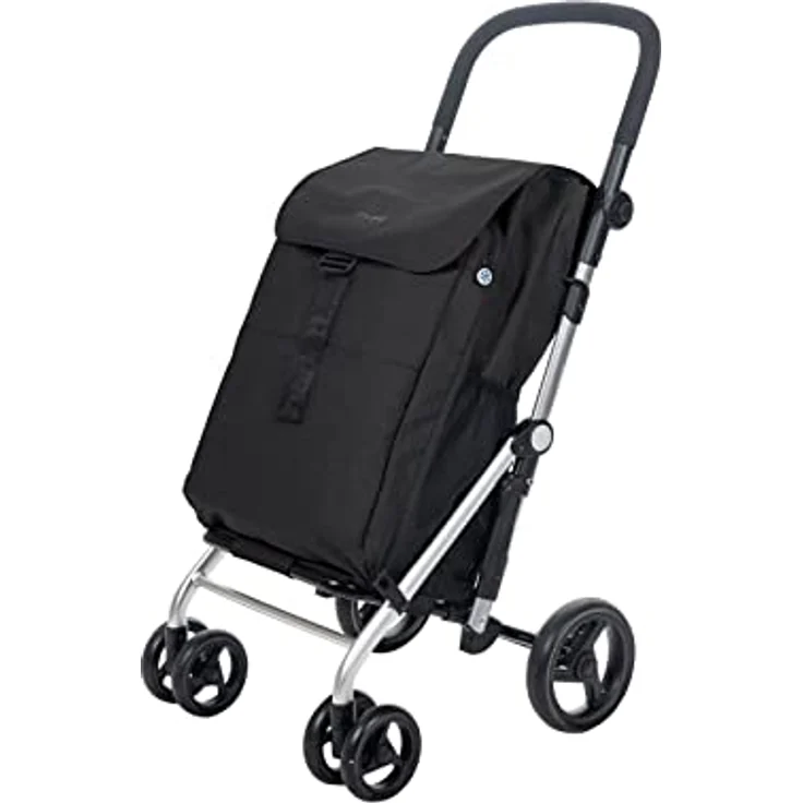 Carlett Einkaufstrolley mit 4 Rädern | Lett470 CLASSIC family | Zusammenklappbarer Einkaufswagen mit großer Tasche 32kg, 64L Einkaufstasche, 10,5L Thermotasche und Rückfach, Schwarz – Bild 1