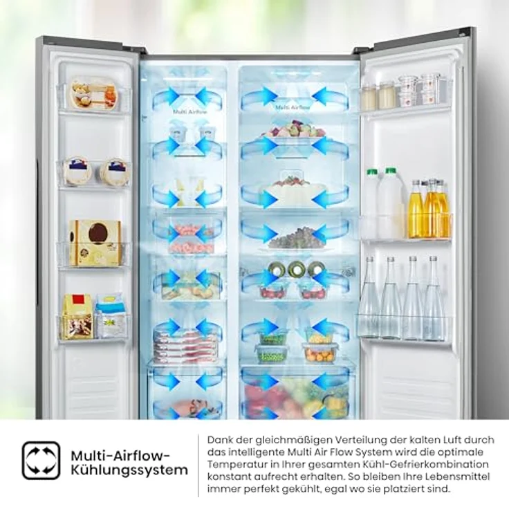 Hisense RS677N4BID Side-by-Side-Kühlschrank, freistehend, edelstahl, Energieklasse D – Bild 5