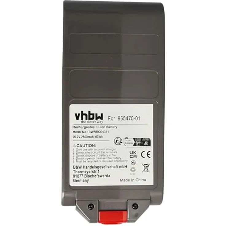 vhbw Akku kompatibel mit Dyson V12 Detect Slim, Detect Slim Extra, Detect Slim Absolute + Staubsauger Grau (2500 mAh, 25,2 V, Li-Ion)  – Bild 3