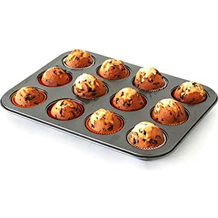 axentia Muffinbackform in Schwarz, Backblech für 12 Muffins, Muffinform mit Antihaftbeschichtung, Backform passend für jeden Backofen, Formgröße Ø ca: 7,5 cm, Höhe 3 cm – Bild 2