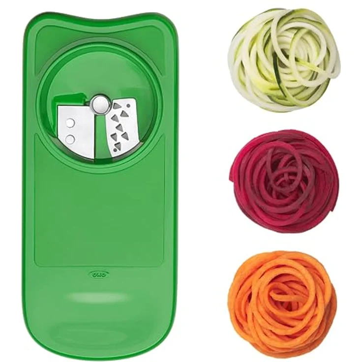 OXO Good Grips Spiralschneider-, Reibe- + Hobel-Set Rot, Grün, Orange, Gelb – Bild 10