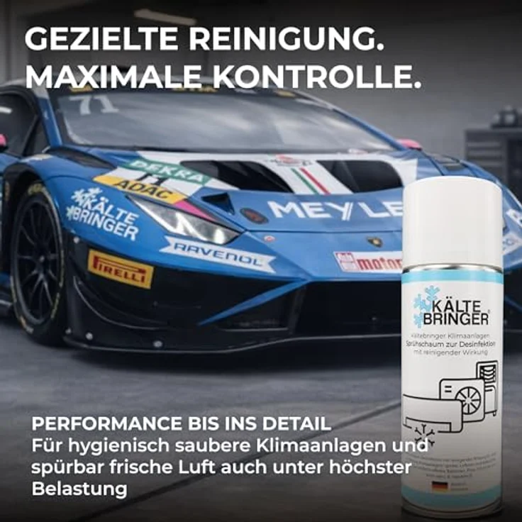 Kältebringer Klimaanlagenreiniger Schaum 400ml - Desinfektionsmittel für Splitgeräte und Autos, mit 60cm Sonde, entfernt Gerüche & Bakterien - Made in Germany – Bild 5