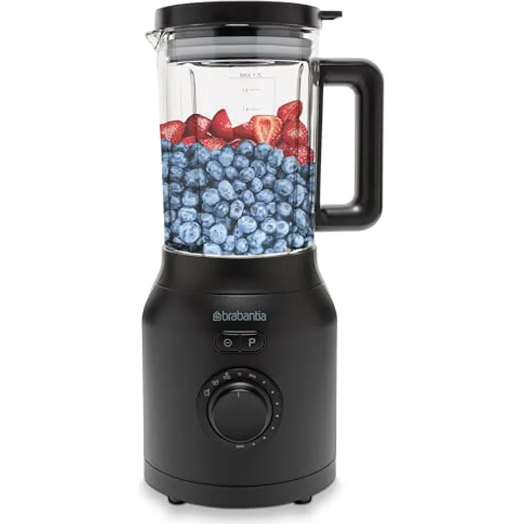 Brabantia Frullatore, Standmixer mit 1200-W-Motor, 1,7 Liter Glasbehälter, Schwarz – Bild 1
