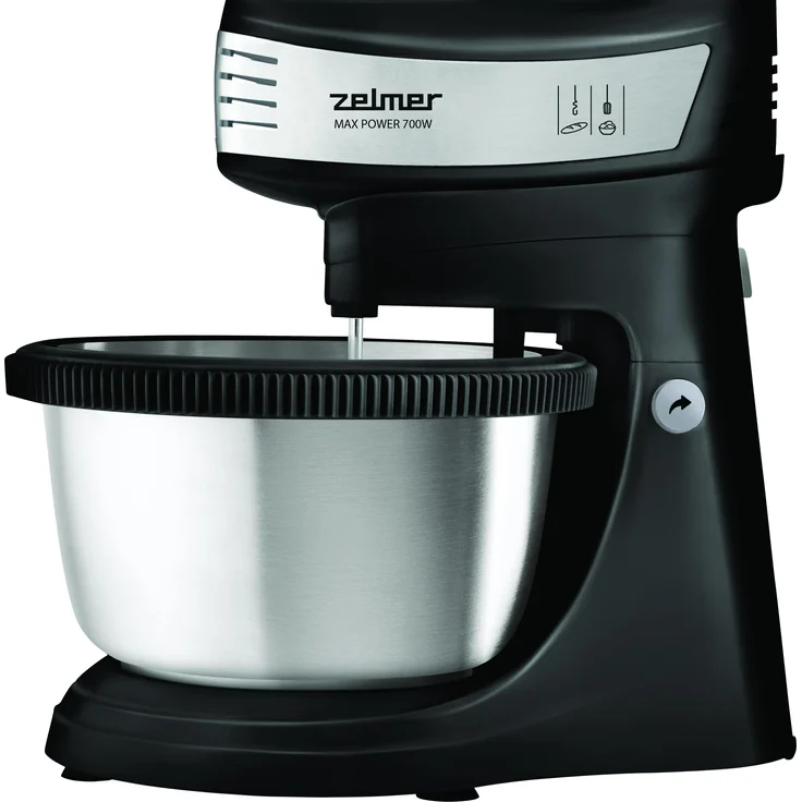Zelmer ZHM 2459BS, Küchenmaschine mit 700 Watt, Turbo-Funktion und Aufbewahrungsschüssel, Schwarz