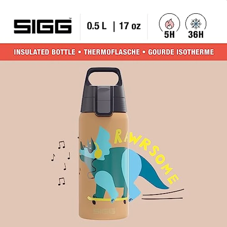 SIGG - Isolierte Trinkflasche Kinder - Shield Therm Kids - Für kohlensäurehaltige Getränke geeignet - Auslaufsicher - Spülmaschinenfest - BPA-frei - 90% recycelter Edelstahl - 0,5L – Bild 2