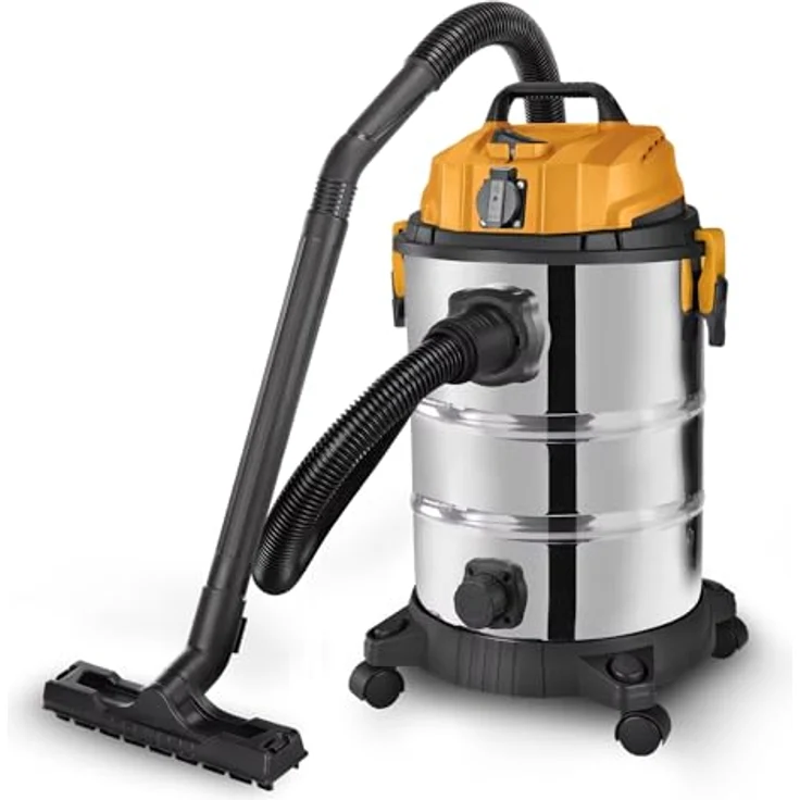 COIL Industriesauger Profi Nass- & Trockensauger, 1300 W, 25-Liter Edelstahlbehälter, mit HEPA-Filter, Steckdose & Blasfunktion, beutellos, 18 kPa Saugkraft – Bild 3