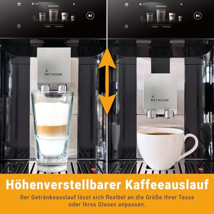 KKT KOLBE Kaffeevollautomat Pro, 10 Getränke auf Knopfdruck, automatische Reinigung, TFT-Touch-Display, 2 Tassen-Funktion, 7 Kaffeespezialitäten – Bild 5