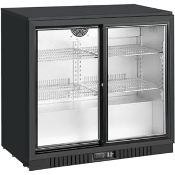 METRO Professional Barkühlschrank GBC3102, 198 L, 2-türig, Luftkühlung, Aluminium/Glas, schwarz, mit Schloss, LED-Beleuchtung – Bild 2