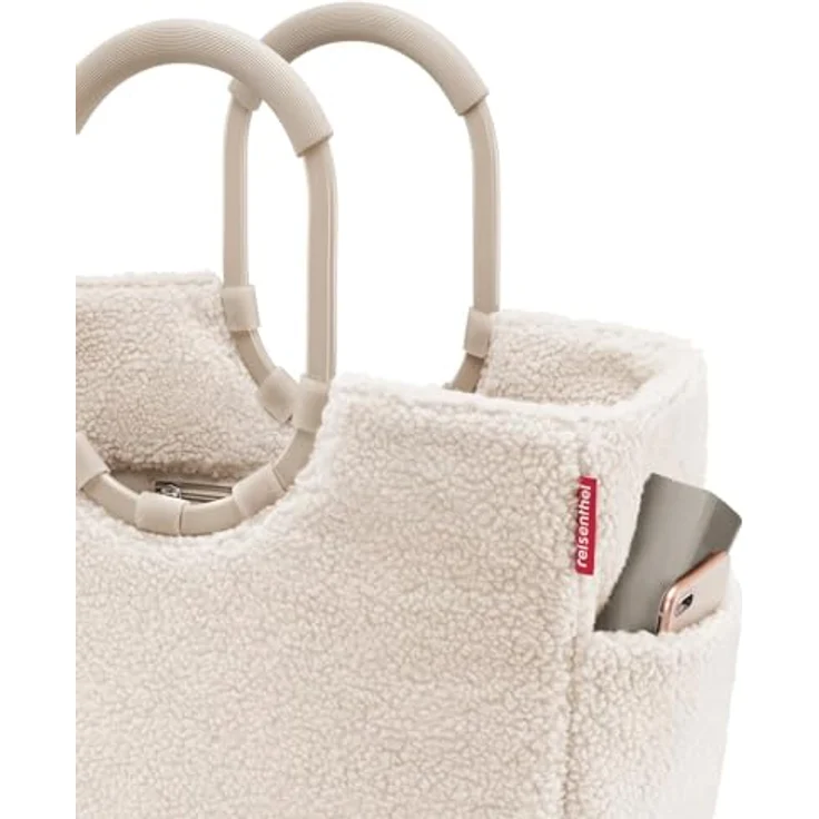 reisenthel loopshopper L, Einkaufstasche mit 25 Litern Volumen, farbe teddy sand, Beige, wasserabweisend, verstärkter Boden mit Standfüßen, inklusive Innentasche mit Reißverschluss – Bild 4