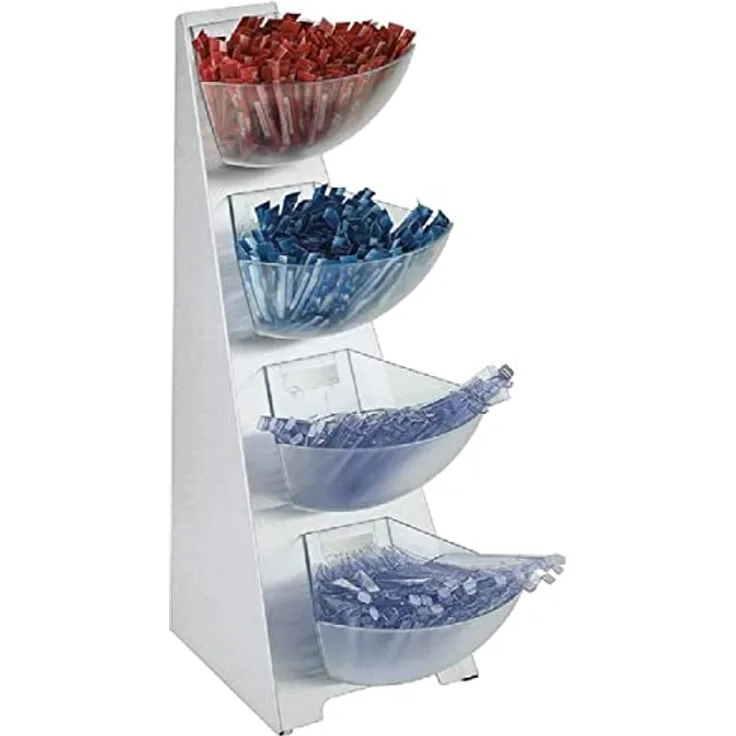 APS Buffetregal Multi-Rack, 4-stufiger Küchen Organizer mit transparenten Schütten, Silber
