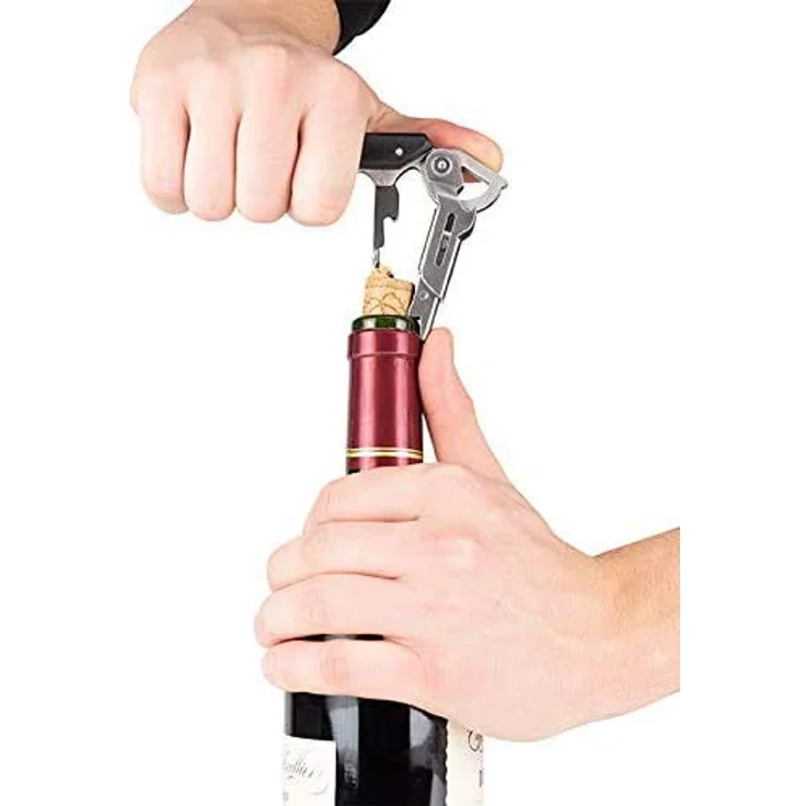Peugeot Korkenzieher mit Kapselschneider, Flaschenöffner und Befestigungsring, Clavelin, Edelstahl / ABS, 14 cm, 200428 – Bild 4