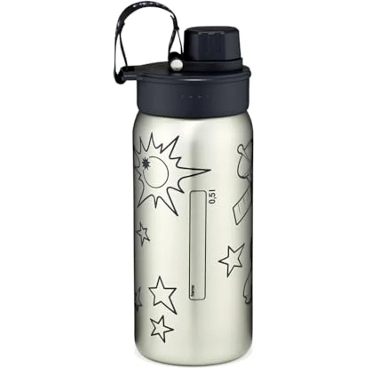 ergobag Edelstahl Trinkflasche, 0,5 Liter, geschmacks- und geruchsneutral, einfach zu reinigen – Bild 5