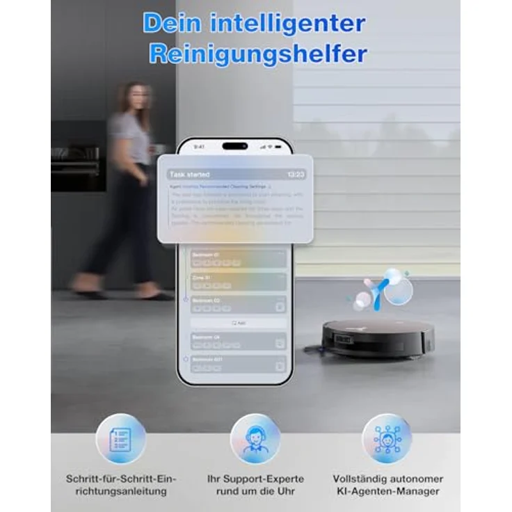 ECOVACS DEEBOT X11 PRO Omni, Saugroboter mit Wischfunktion, 19.500 Pa, 10-in-1-Station, AI Stain Detection, TruePass-Klettersystem, Heißlufttrocknung, Agent YIKO – Bild 9