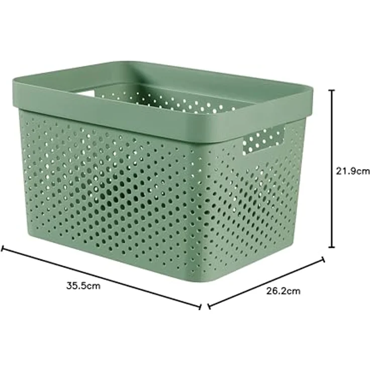 Curver Infinity-Behälter, 17 l, Grün, aus 100 % recyceltem Kunststoff, ideal zur Küchenorganisation, 35,5 x 26,2 x 21,9 cm – Bild 4