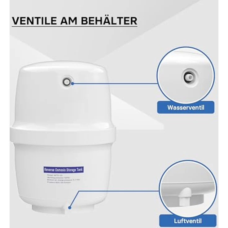 naturewater 3 G Wassertank (11,35 L) für Umkehrosmose Wasser, lebensmittelechter Vorratsbehälter mit Butylkautschuk-Membran – Bild 2