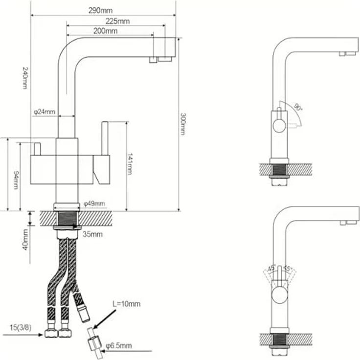 BieTal BT-10U Wassersprudler Tafelwassergerät, 3-Wege Edelstahl Hahn, 6kg CO2 Flasche, bis zu 10L/h Sprudelwasser, Komplett Set – Bild 4