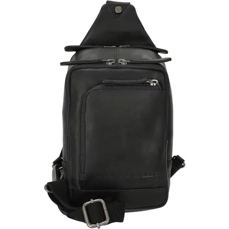 The Chesterfield Brand Riga Crossbodybag, Sling Bag aus 100% Leder, schwarz, mit mehreren Fächern und Zipperverschluss