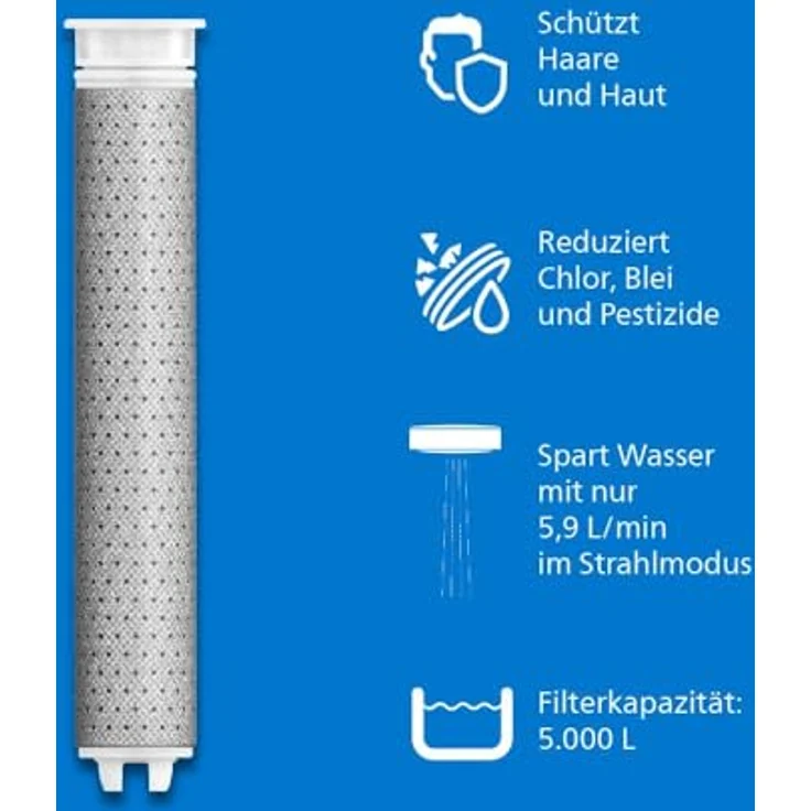 Philips ASH138/10 Ersatzfilter für Duschbrause ASH1516, 3 Filterkartuschen zur Chlorreduzierung, langlebig aus Polypropylen – Bild 3