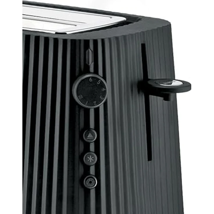 Alessi Plissé 2-Schlitz-Toaster, 6 Bräunungsstufen, Kunststoff, Edelstahl, schwarz – Bild 3