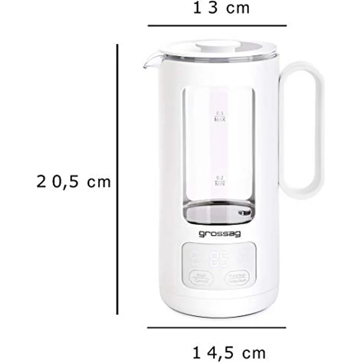 grossag WK 8.00 Wasserkocher, 500W, 0,5L, variable Temperaturstufen, weiß – Bild 6
