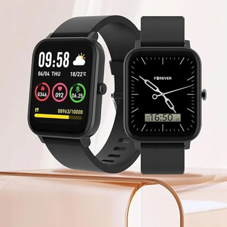 FOREVER Smartwatch Forevigo 3, 1.7" 240x280 px Fitness Tracker für Android IOS, IP68 Wasserdicht Schwarz mit Pulsmesser und Schrittzähler – Bild 2