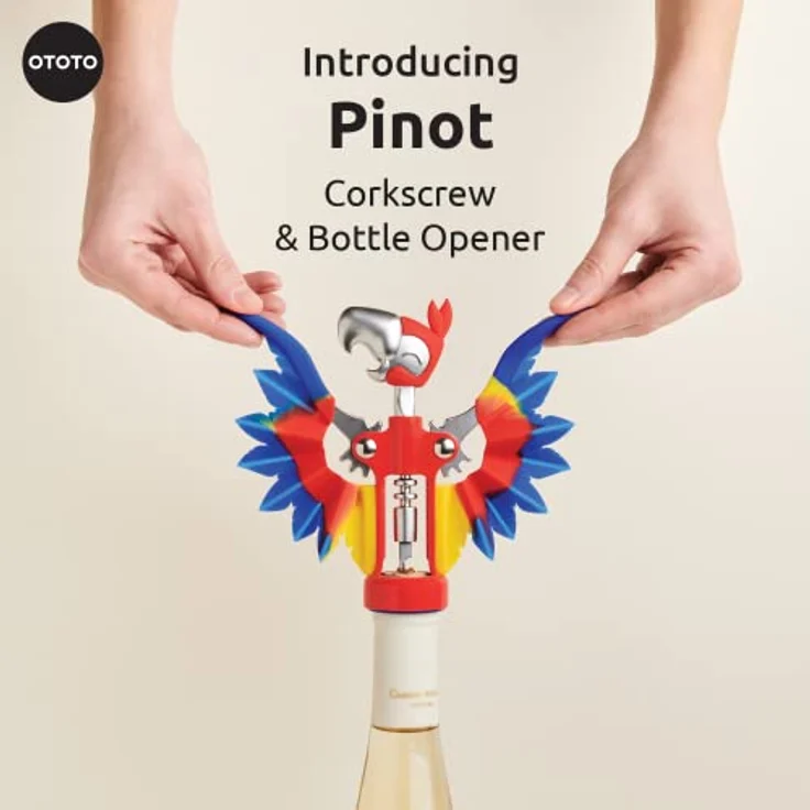 OTOTO Pinot Weinflaschenöffner - Weinöffner Flügel Korkenzieher für Wein Geschenke, Korkenzieher für Weinflaschen - Weinöffner Handbuch, Coole Gadgets mit Flügeln, Bar Zubehör, Korkenzieher Wein – Bild 2