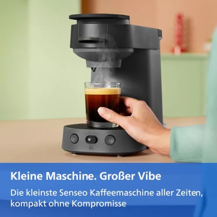 PHILIPS SENSEO® Vibe CSA225/60 Kaffeepadmaschine, 2-Tassen-Funktion, milder oder starker Kaffee, 0.9L Wassertank, Schwarz – Bild 3