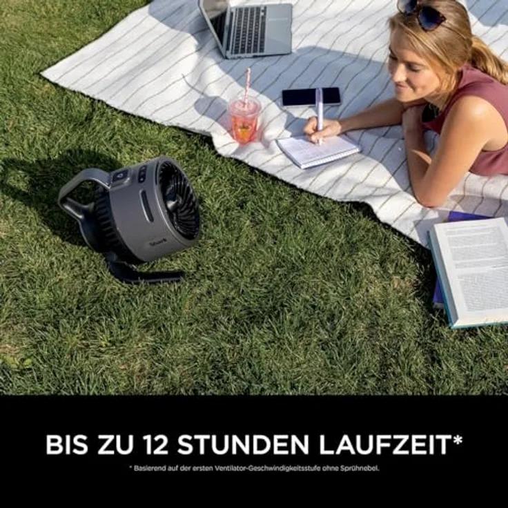 Shark FlexBreeze HydroGo Starker Ventilator mit Sprühnebel, Kühlung für drinnen & draußen, leise & langlebig, kabelgebunden & kabellos, kompakt & leicht, bis zu 20 m Luftstrom, Anthrazit FA050EU – Bild 8