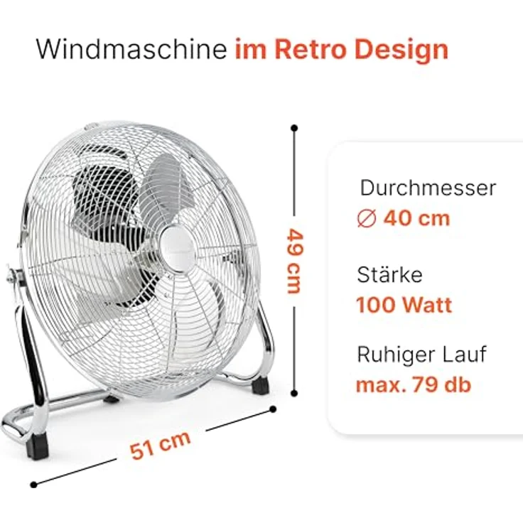 ProfiCare PC-VL 3065 WM Windmaschine, Neigungswinkel verstellbar, 3 Laufgeschwindigkeiten, Ø ca. 40cm, Inox – Bild 5