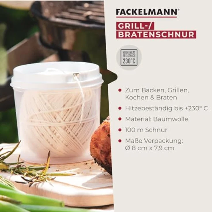 Fackelmann Grill--Bratenschnur, Rouladen-Schnur in Spenderbox, Küchengarn für Fleisch, Gemüse oder Fisch (Farbe: Beige), Menge: 1 Stück – Bild 4