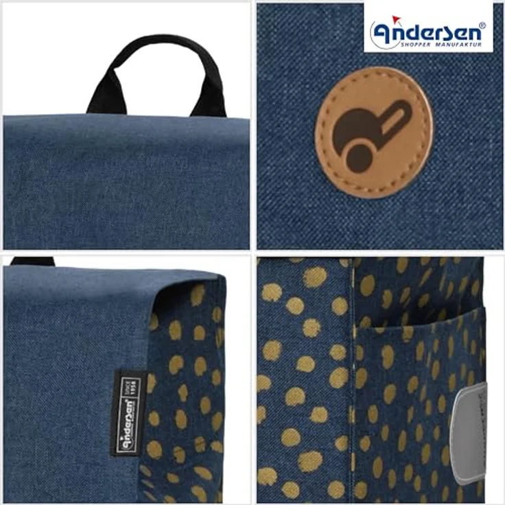 Andersen Shopper Treppensteiger Scala Shopper Fita, Einkaufstrolley 57 cm, blau, 100% Polyester, 35 x 23 cm – Bild 5