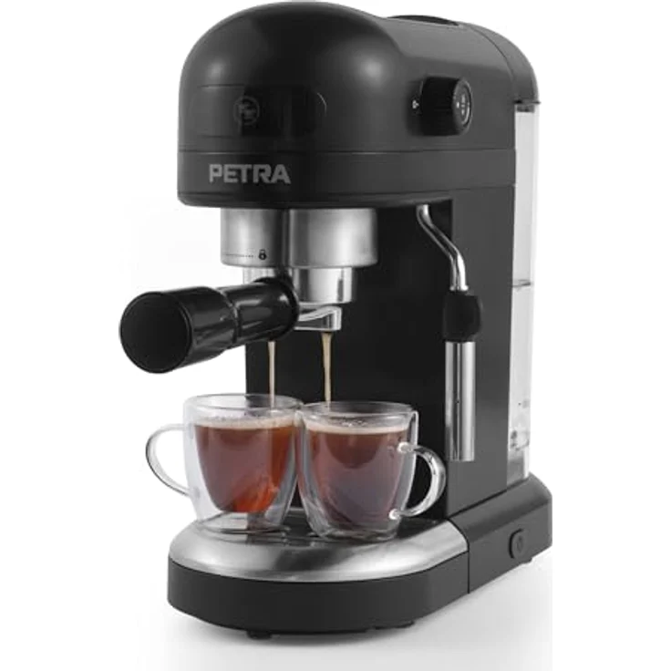 Petra PT5240BVDE Espresso Machine, Siebträgermaschine mit 15 bar Druckpumpe und Milchaufschäumer, Schwarz – Bild 12