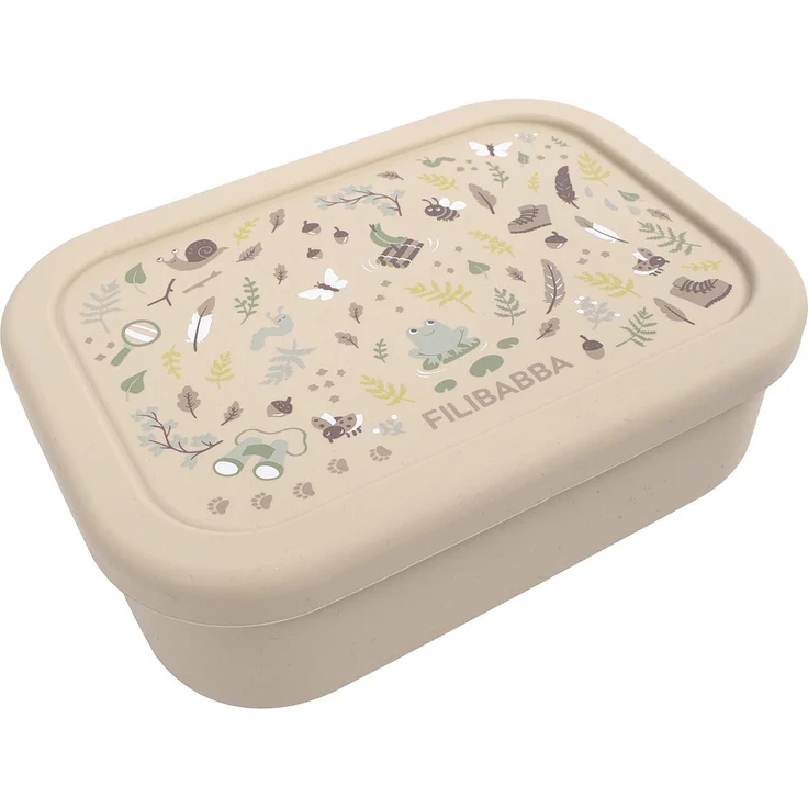 Filibabba Brotdose aus Silikon - Lucky, 700 ml Lunchbox in Beige, mit 3 Fächern, spülmaschinenfest und mikrowellengeeignet ohne Deckel – Bild 1