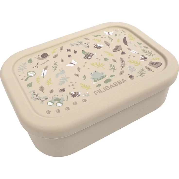 Filibabba Brotdose aus Silikon - Lucky, 700 ml Lunchbox in Beige, mit 3 Fächern, spülmaschinenfest und mikrowellengeeignet ohne Deckel