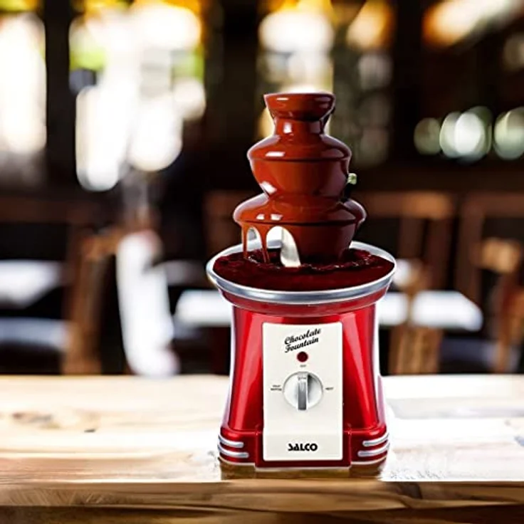 SALCO Retro Schokoladenbrunnen - Schokobrunnen - Schokoladen Fondue aus Edelstahl im 50er Jahrestil - mit Wendelschnecke – Bild 3