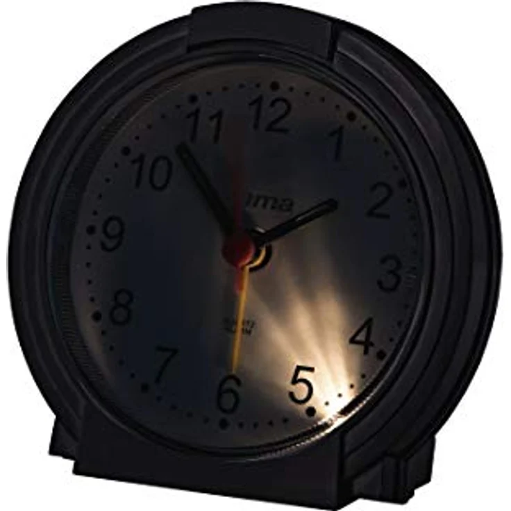 Hama analoger Wecker "Classic", batteriebetriebene Uhr ohne Ticken mit fluoreszierenden Zeigern und Hintergrundlicht, schwarz, 12,5 x 6,5 x 17 cm – Bild 3