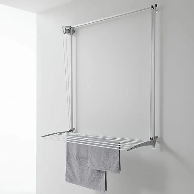 Foxydry Wall, Vertikaler Wäscheständer aus Aluminium und Stahl, höhenverstellbar, 152x52x137 cm, Grau, 150