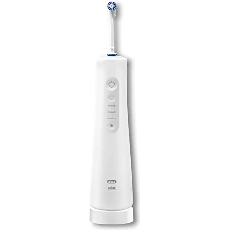 Oral-B AquaCare 6 Kabellose Munddusche, 3 Ersatzdüsen, Zahnzwischenraumreiniger, sanfte Zahnreinigung & gesündes Zahnfleisch, Oxyjet-Technologie, 3 Modi für Zahnpflege, Geschenk Mann/Frau, weiß/grau – Bild 1