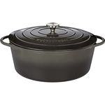 Küchenprofi Gusseisen Bräter mit Deckel, grau/innen schwarz , 35 cm, Schmortopf, Auflaufform, Dutch Oven, Brotbacktopf, emailliert, für alle Herdarten(inkl. Induktion), zum Schmoren, Backen,Braten