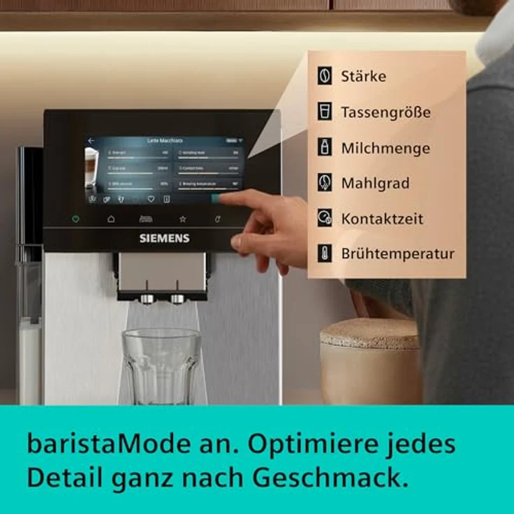 Siemens Kaffeevollautomat EQ900 plus, Edelstahl, 6.8'' TFT-Display, automatisches Reinigungssystem, 41 Heiß- und Kaltgetränke, XL-Getränke für To-Go-Becher, TQ923EZ3 – Bild 5