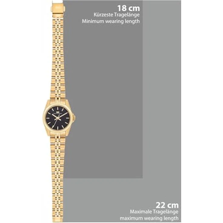 Rhodenwald & Söhne Damen Uhr 10010483, analog Quarzwerk mit IP-vergoldetem Edelstahl-Armband, schwarz, wasserdicht bis 5 ATM – Bild 2