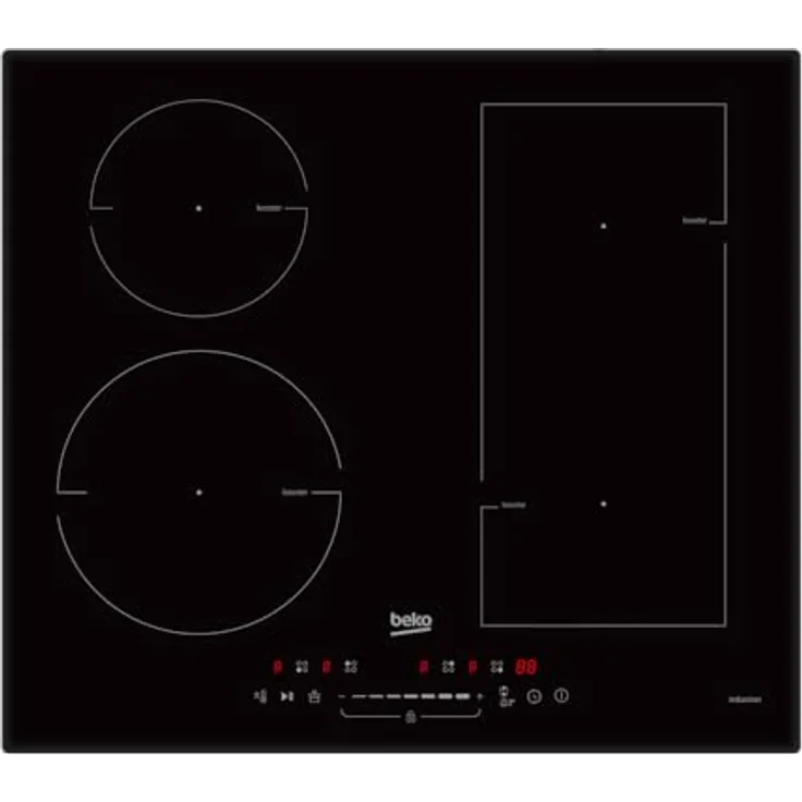 Beko HII 64500 FTO, Induktionskochfeld, 2600 W, schwarz, mit Stop & Go- und Booster-Funktion, TouchSlider Sensortasten, rahmenlos
