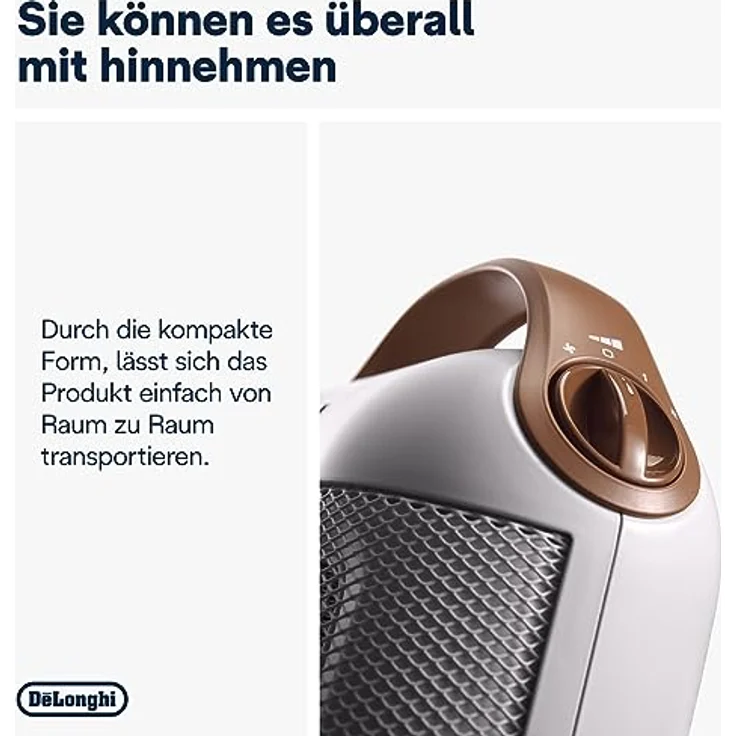 De'Longhi HFX30C18.IW Keramik-Heizgerät | Mobile Heizung für schnelle und punktuelle Wärmeversorgung | 2 Leistungsstufen | Anti-Frost-Funktion | 1.800 W Leistung | Weiß, Heizlüfter – Bild 5