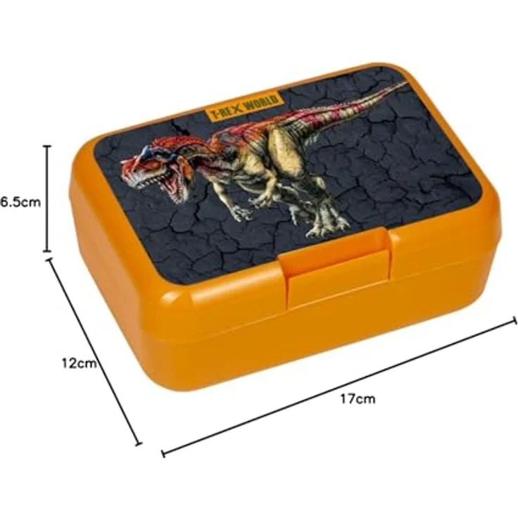 COPPENRATH DIE SPIEGELBURG Lunchbox Butterbrotdose T-Rex World Dino Dinosaurier Brotbox, Kunststoff, (Set, 2-tlg., 1), sehr stabile Ausführung, schwarz – Bild 3