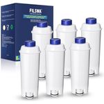Filswa Wasserfilter DLSC002 für De'Longhi Kaffeemaschinen, 6 Stück Filterkartusche zur Reduzierung von Kalkbildung und Verlängerung der Lebensdauer
