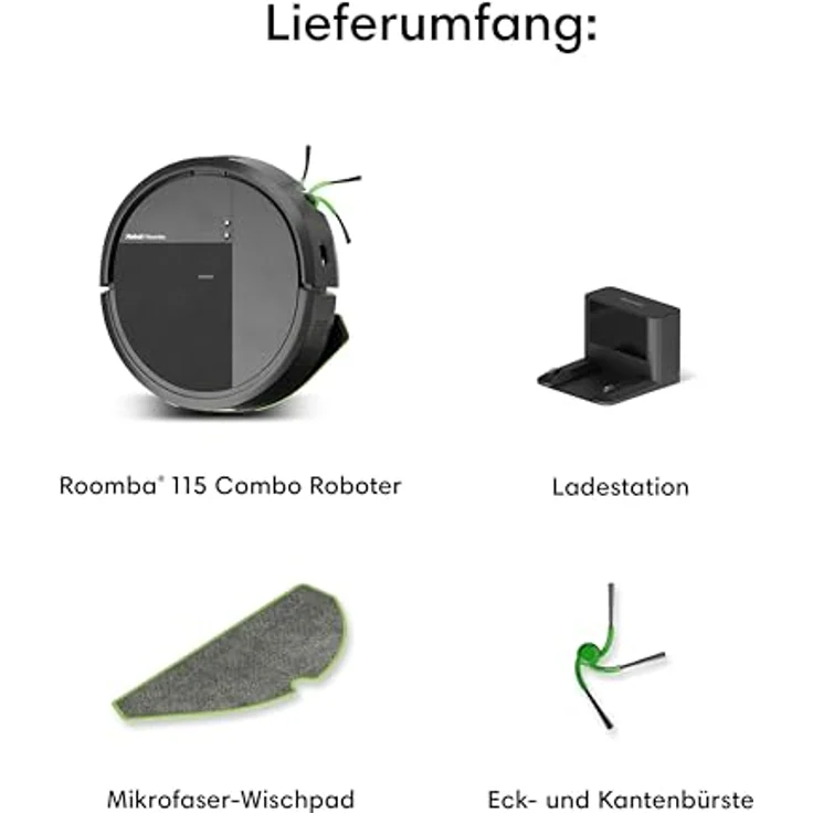 iRobot Roomba Combo 115, Roboter Staubsauger mit 15.000 Pa Saugleistung und Wischfunktion, Schwarz – Bild 8