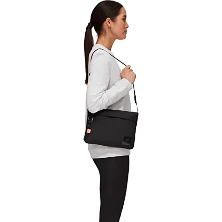 Mammut Umhängetasche Xeron Sacoche, praktische Alltagsumhängetasche mit Mammut Mini Biner und Bergprint, orange Elemente – Bild 4