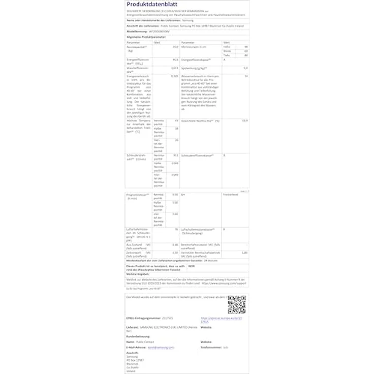 Samsung WF20DG8650BV, Frontlader Waschmaschine mit AI Control, 20 kg, 1000 U/min, Hygienischer Dampf, Ecobubble, Schwarz – Bild 5