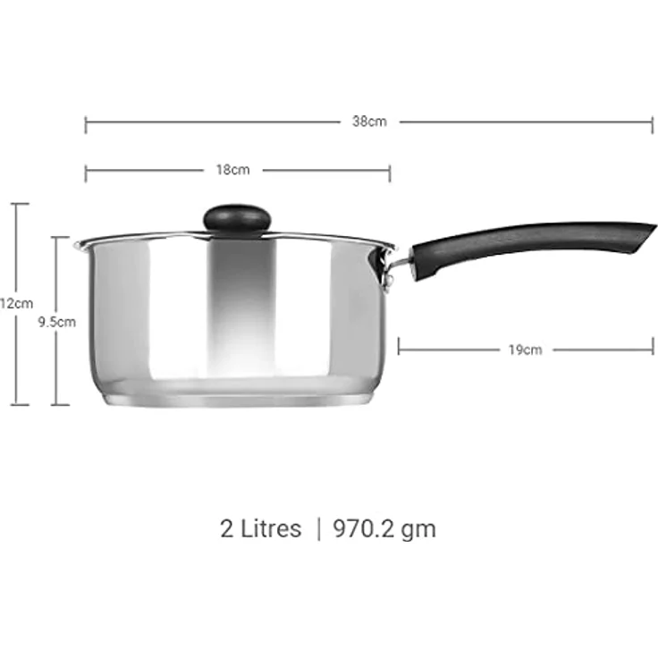 Penguin Home® Kochtopf 18 Cm, 2 Liter | Edelstahl-Kochtopf Mit Glasdeckel Und Phenolgriff | Induktionsfestes Topfset Mit Doppelten Ausgießlippen | Auflauf-Kochgeschirr-Set | Kochtöpfe & Pfannen – Bild 2