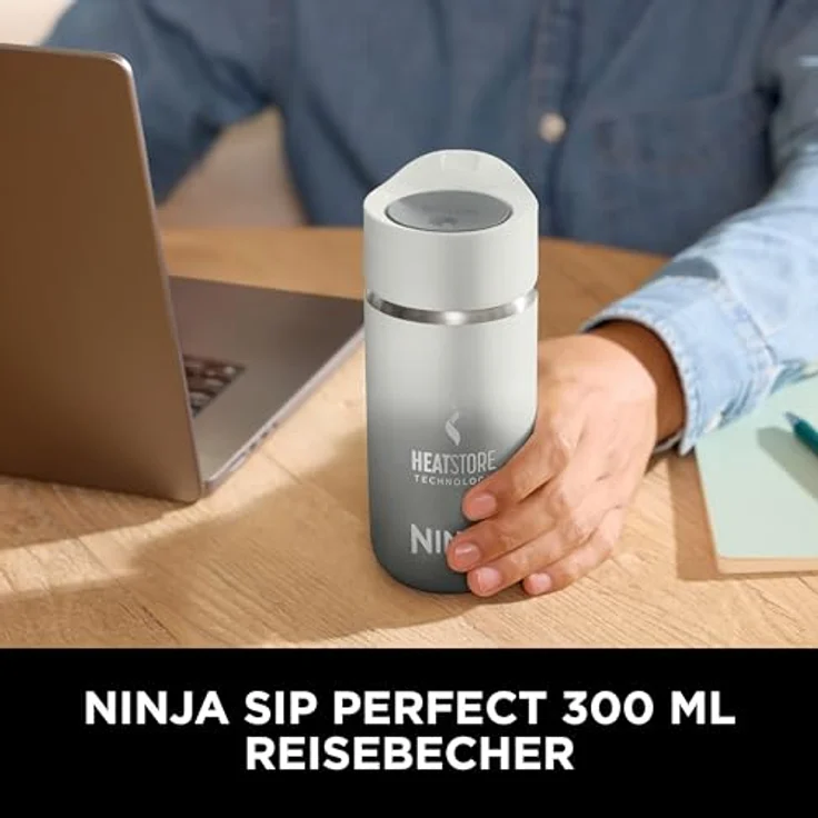 Ninja DW1203EUUKWH 300 ml Sip Perfect Thermosflasche für Heißgetränke, BPA-frei, spülmaschinenfest, Weiß, mit LockLeak-Technologie und HEATSTORE-Technologie – Bild 2